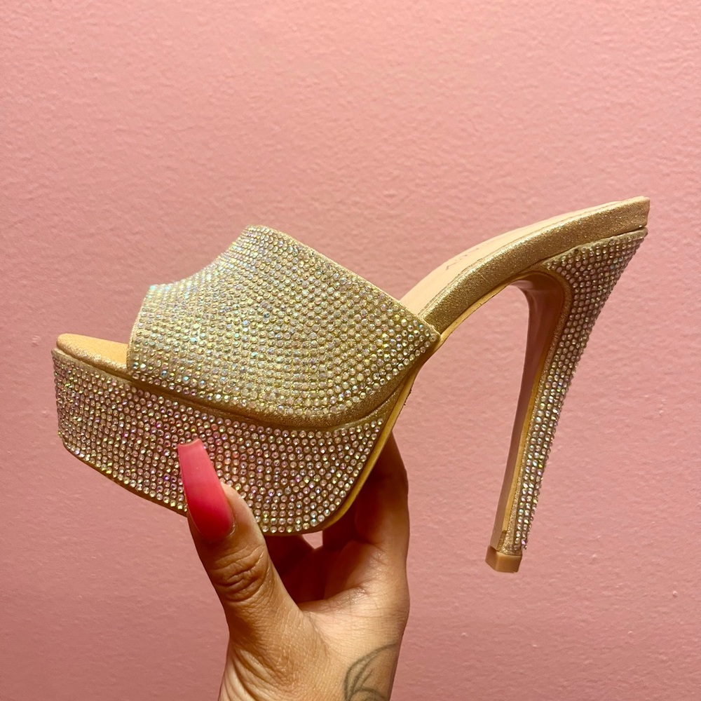 NEW Glam High Heel Shoes Bling Rhinestone Glitter Crystal Cute Sexy Party Club - Picture 3 of 3